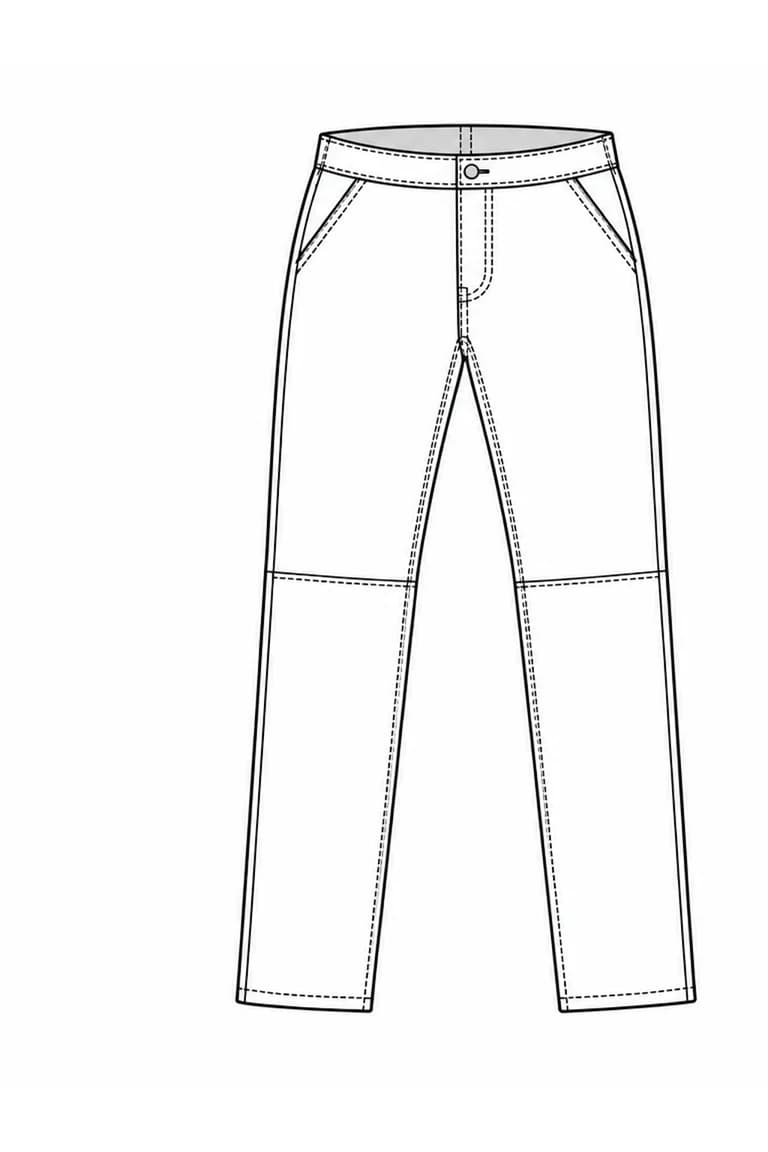 Panel trousers flat sketch in the sample library