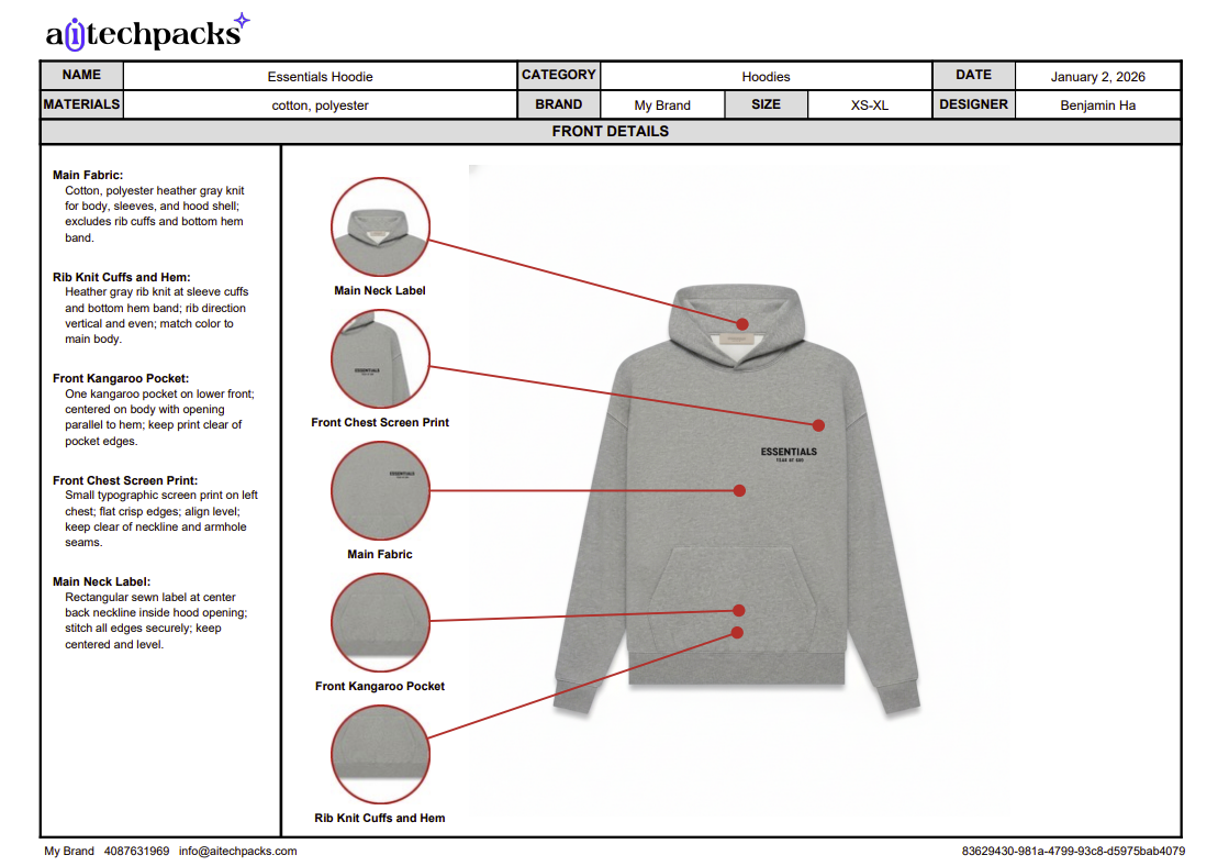 Tech Pack PDF Example